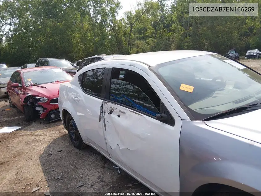 2014 Dodge Avenger Se VIN: 1C3CDZAB7EN166259 Lot: 45634181