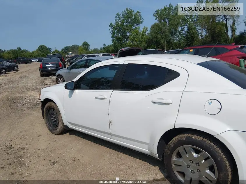 2014 Dodge Avenger Se VIN: 1C3CDZAB7EN166259 Lot: 45634181