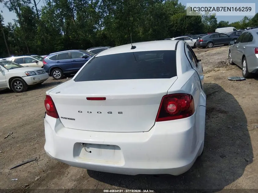 2014 Dodge Avenger Se VIN: 1C3CDZAB7EN166259 Lot: 45634181