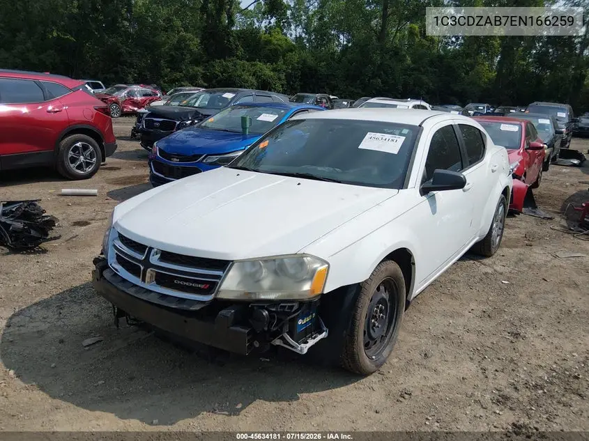 2014 Dodge Avenger Se VIN: 1C3CDZAB7EN166259 Lot: 45634181