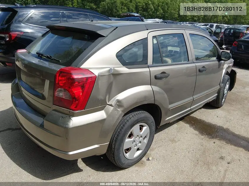 2007 Dodge Caliber VIN: 1B3HB28B17D280112 Lot: 45094005