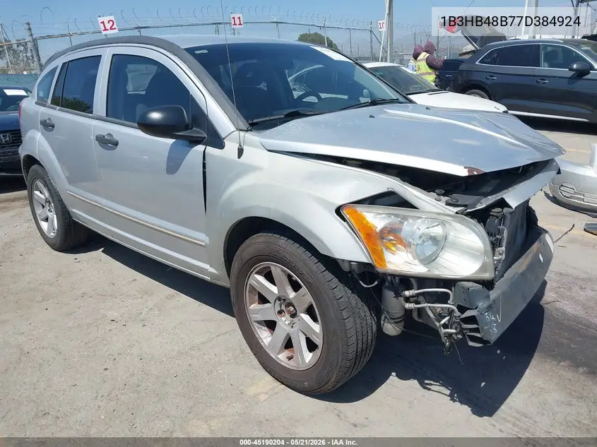 2007 Dodge Caliber Sxt VIN: 1B3HB48B77D384924 Lot: 45190204