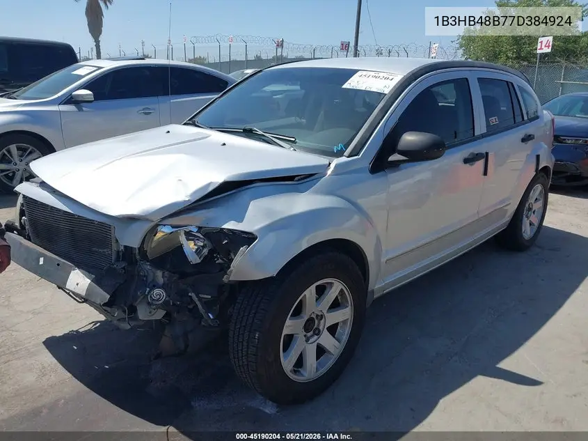 2007 Dodge Caliber Sxt VIN: 1B3HB48B77D384924 Lot: 45190204