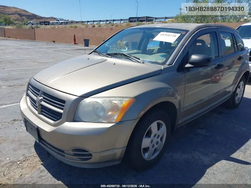 2007 Dodge Caliber VIN: 1B3HB28B87D194330 Lot: 45268728