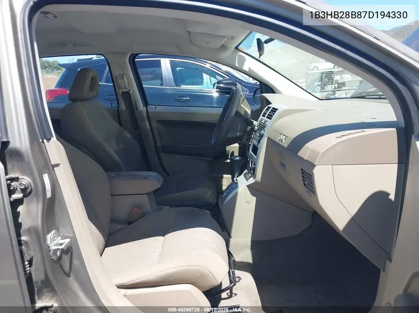 2007 Dodge Caliber VIN: 1B3HB28B87D194330 Lot: 45268728