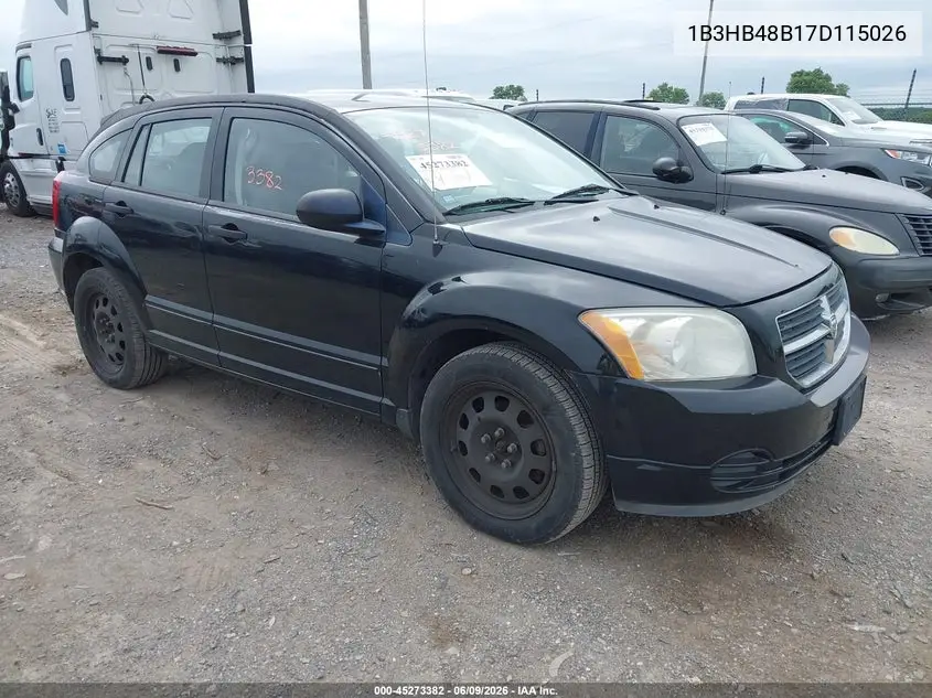 2007 Dodge Caliber Sxt VIN: 1B3HB48B17D115026 Lot: 45273382