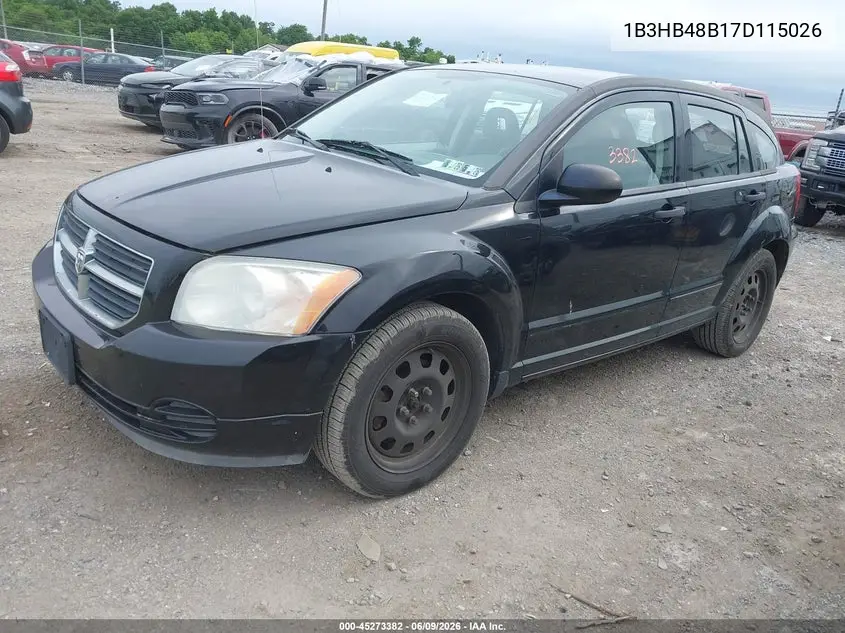 2007 Dodge Caliber Sxt VIN: 1B3HB48B17D115026 Lot: 45273382