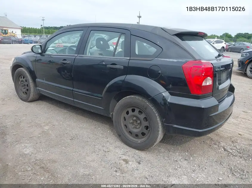 2007 Dodge Caliber Sxt VIN: 1B3HB48B17D115026 Lot: 45273382