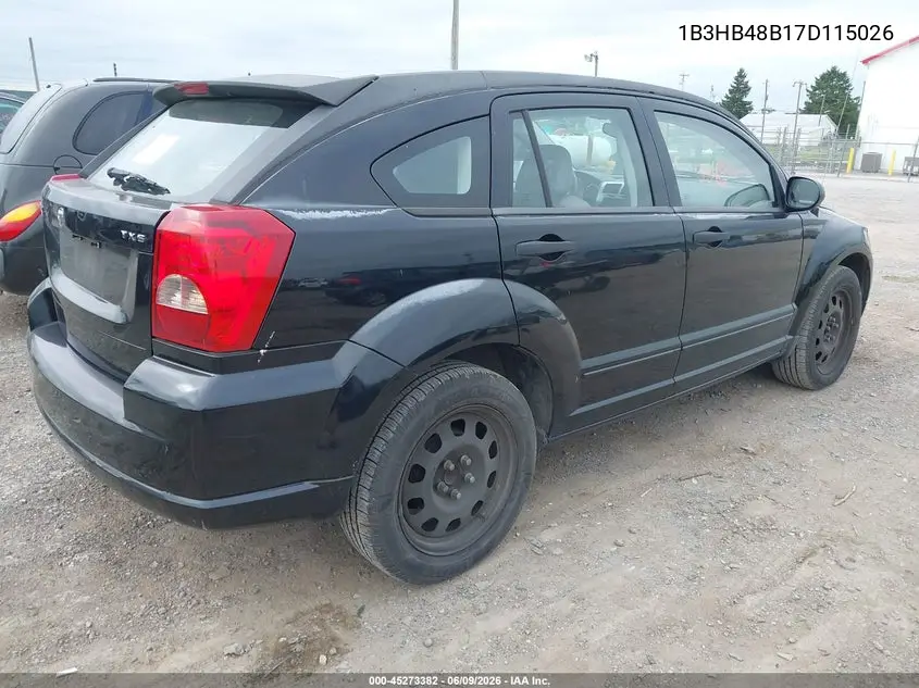 2007 Dodge Caliber Sxt VIN: 1B3HB48B17D115026 Lot: 45273382