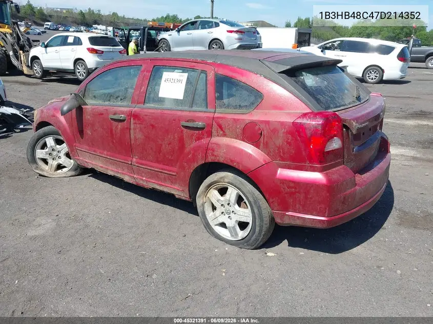2007 Dodge Caliber Sxt VIN: 1B3HB48C47D214352 Lot: 45321391