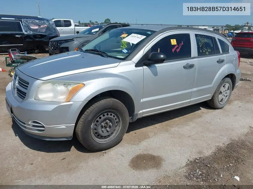 2007 Dodge Caliber VIN: 1B3HB28B57D314651 Lot: 45557443