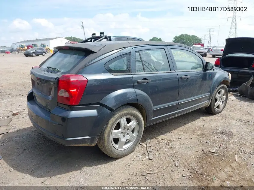 2007 Dodge Caliber Sxt VIN: 1B3HB48B17D589302 Lot: 45591741