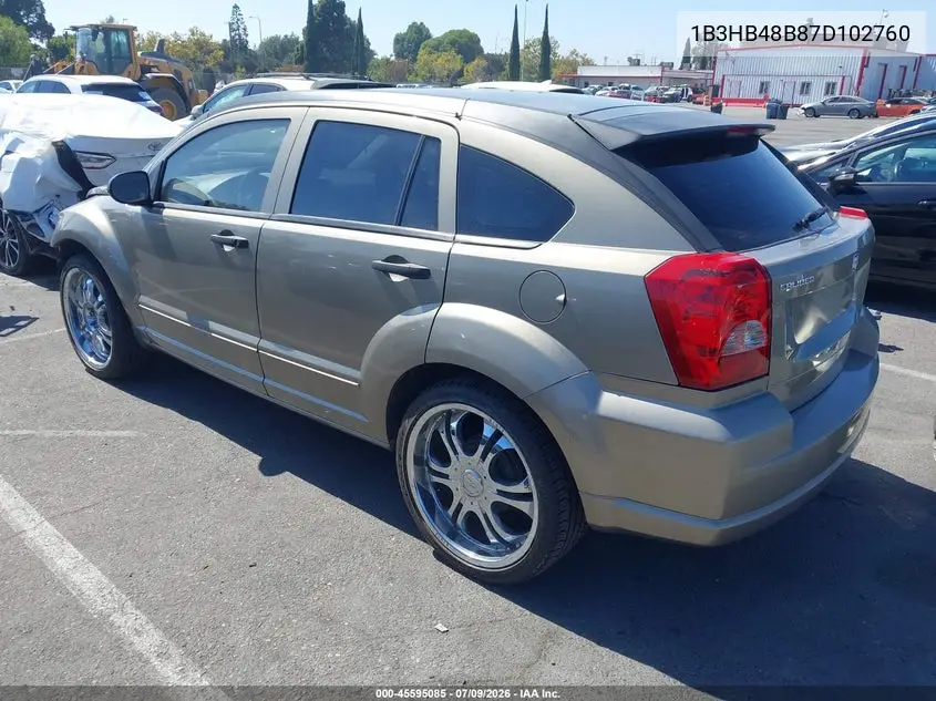 2007 Dodge Caliber Sxt VIN: 1B3HB48B87D102760 Lot: 45595085