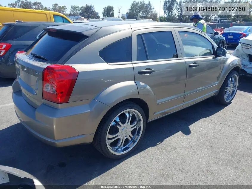 2007 Dodge Caliber Sxt VIN: 1B3HB48B87D102760 Lot: 45595085