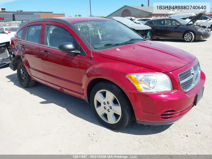 2008 Dodge Caliber Sxt VIN: 1B3HB48B88D740640 Lot: 12611587