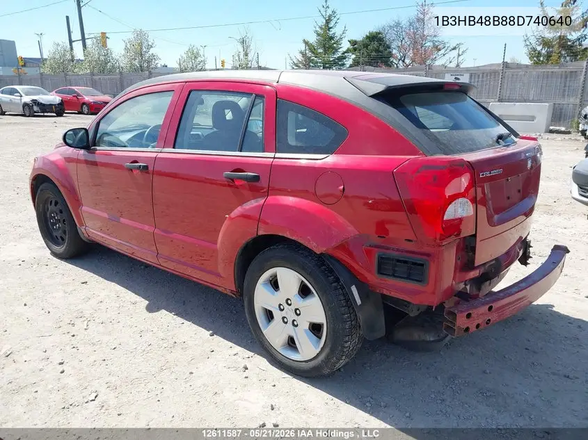 2008 Dodge Caliber Sxt VIN: 1B3HB48B88D740640 Lot: 12611587
