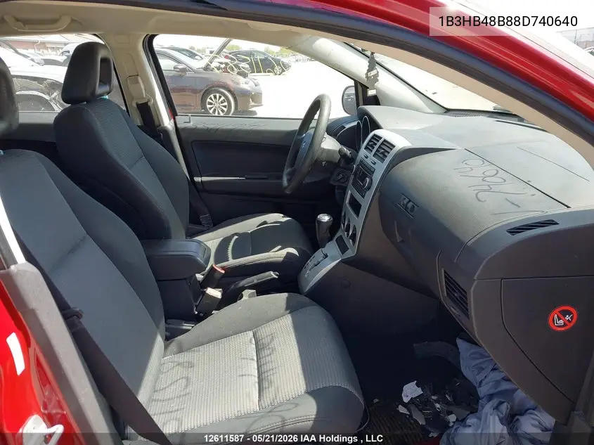 2008 Dodge Caliber Sxt VIN: 1B3HB48B88D740640 Lot: 12611587