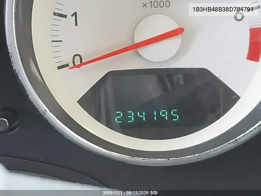2008 Dodge Caliber Sxt VIN: 1B3HB48B38D704791 Lot: 30091531