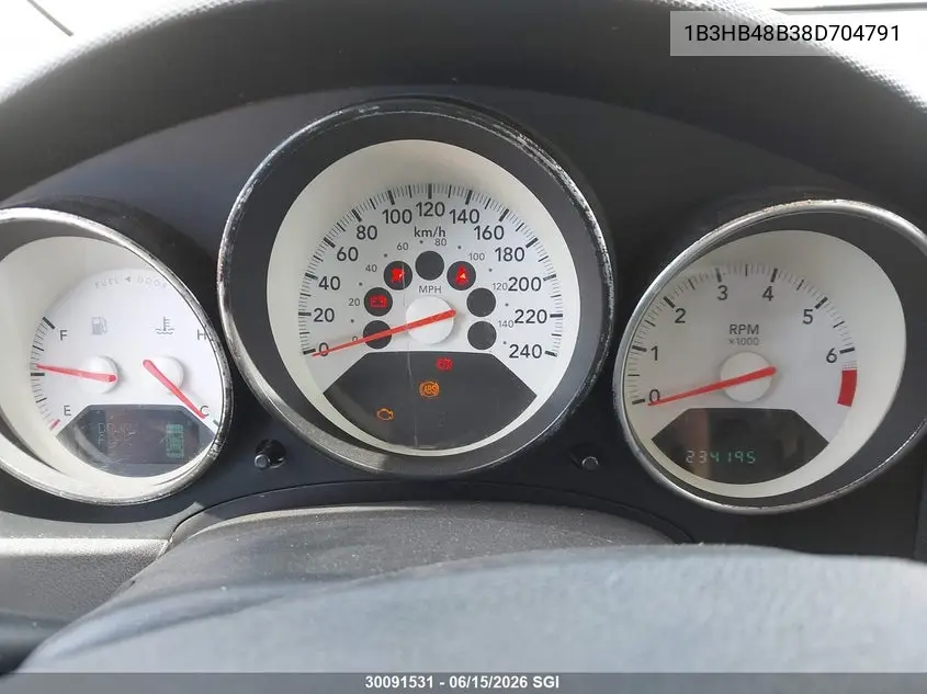 2008 Dodge Caliber Sxt VIN: 1B3HB48B38D704791 Lot: 30091531