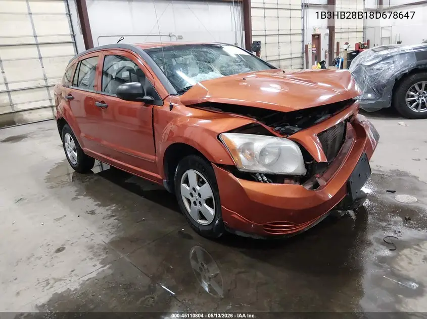2008 Dodge Caliber Se VIN: 1B3HB28B18D678647 Lot: 45110804