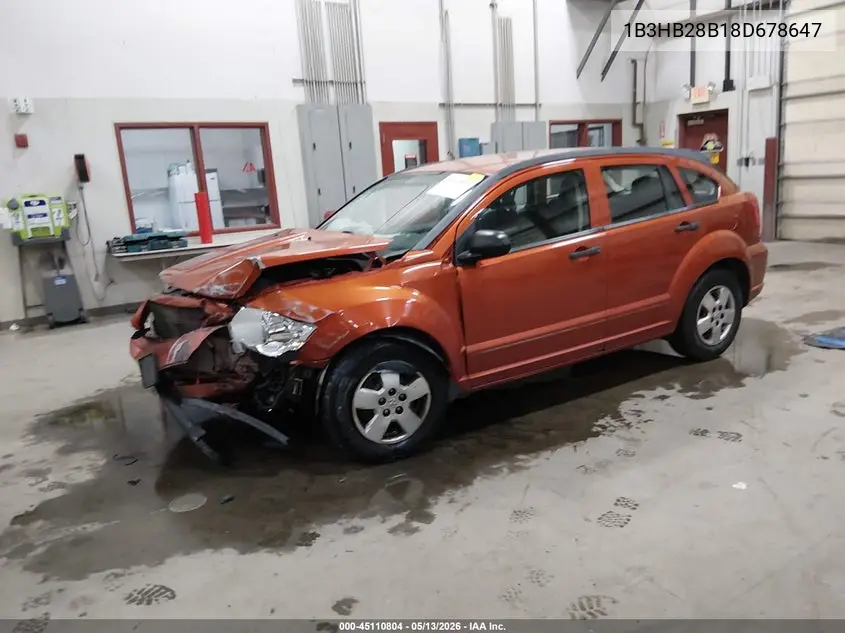 2008 Dodge Caliber Se VIN: 1B3HB28B18D678647 Lot: 45110804