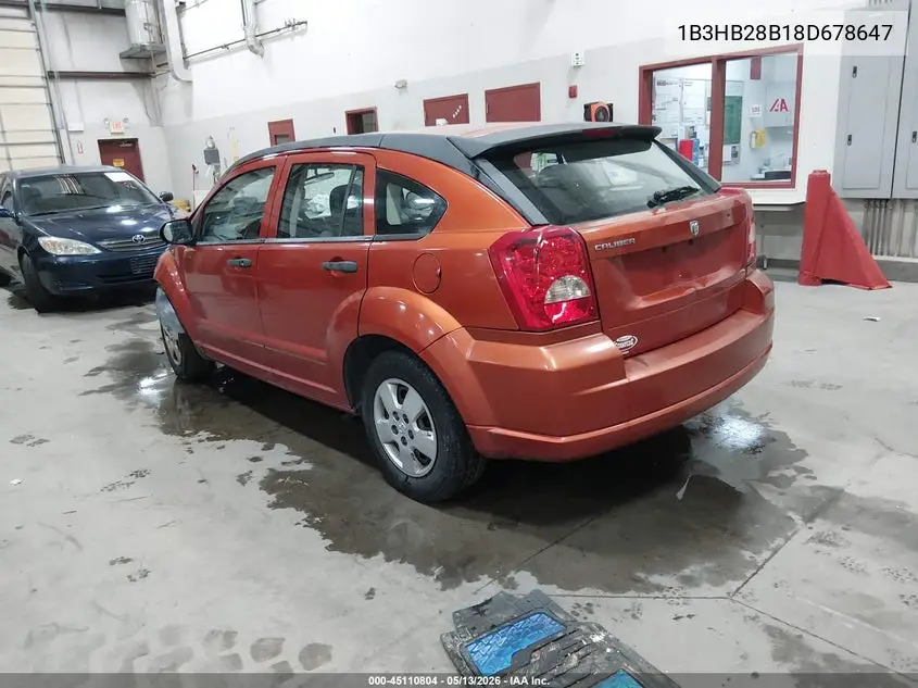 2008 Dodge Caliber Se VIN: 1B3HB28B18D678647 Lot: 45110804