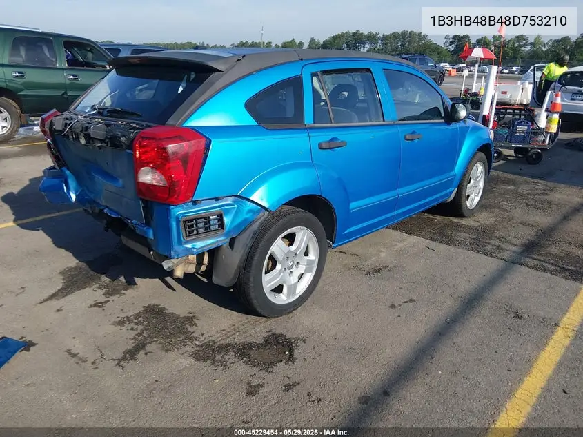 2008 Dodge Caliber Sxt VIN: 1B3HB48B48D753210 Lot: 45229454
