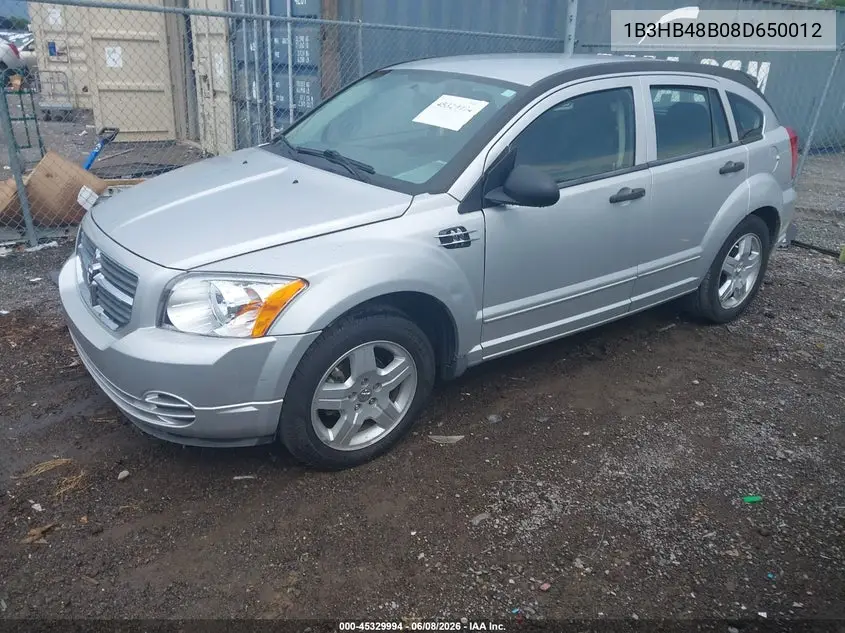 2008 Dodge Caliber Sxt VIN: 1B3HB48B08D650012 Lot: 45329994