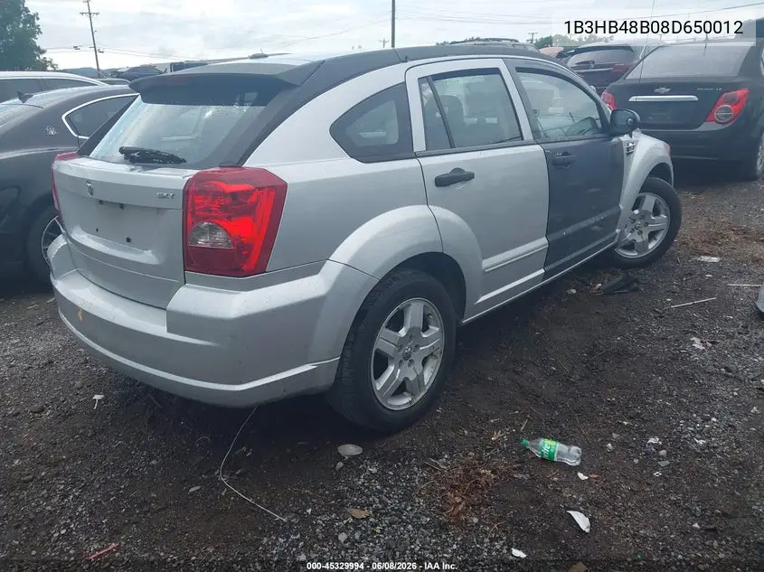 2008 Dodge Caliber Sxt VIN: 1B3HB48B08D650012 Lot: 45329994