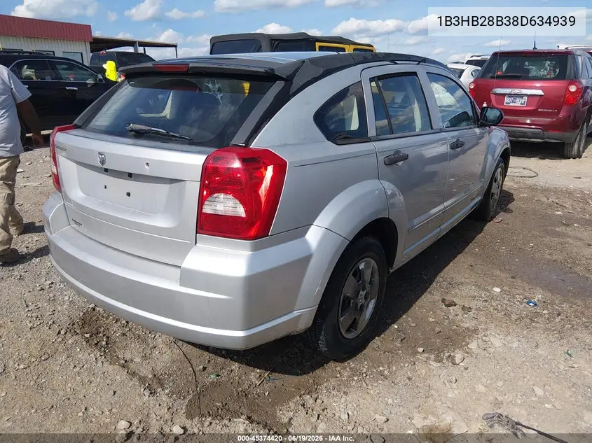 2008 Dodge Caliber Se VIN: 1B3HB28B38D634939 Lot: 45374420