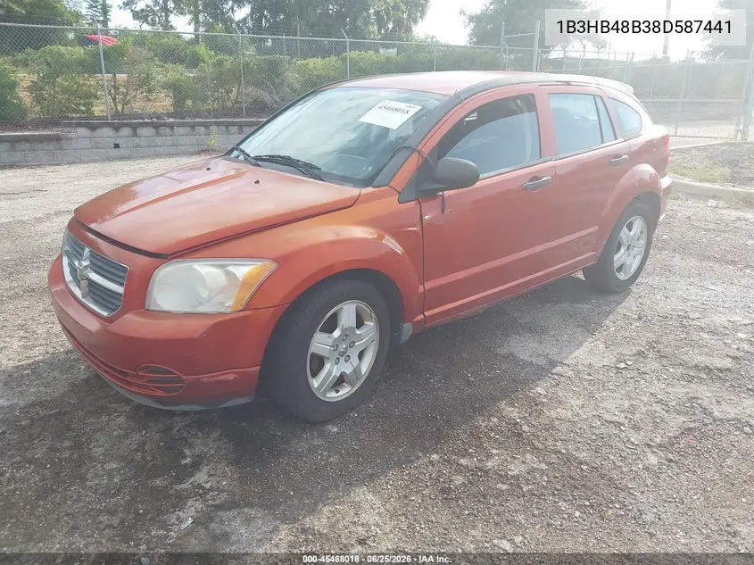2008 Dodge Caliber Sxt VIN: 1B3HB48B38D587441 Lot: 45468018