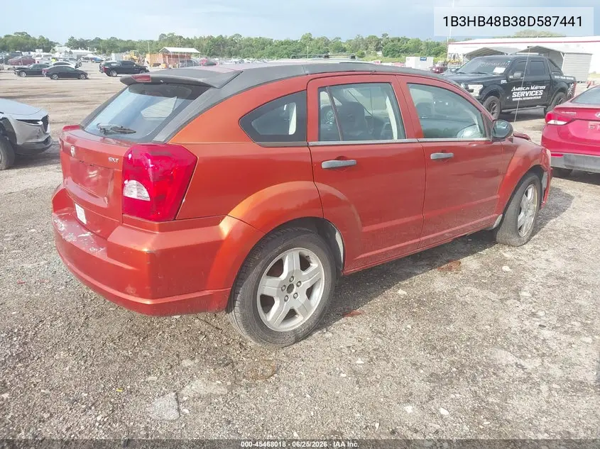 2008 Dodge Caliber Sxt VIN: 1B3HB48B38D587441 Lot: 45468018