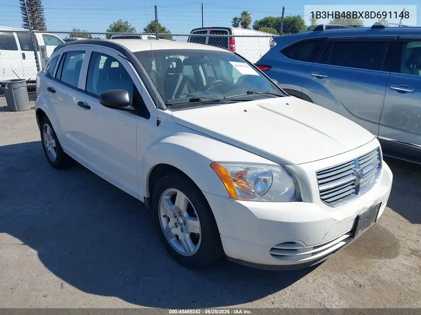 2008 Dodge Caliber Sxt VIN: 1B3HB48BX8D691148 Lot: 45469242
