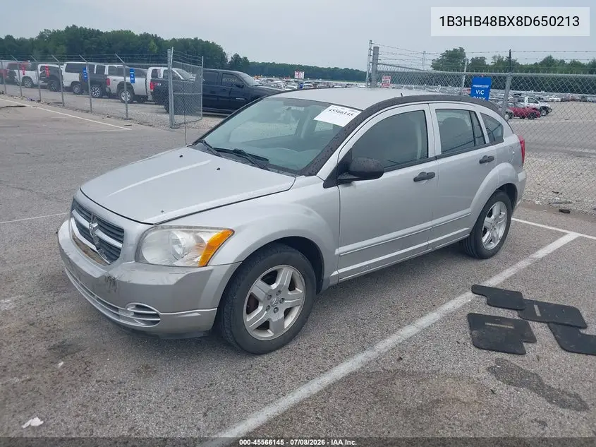 2008 Dodge Caliber Sxt VIN: 1B3HB48BX8D650213 Lot: 45566145