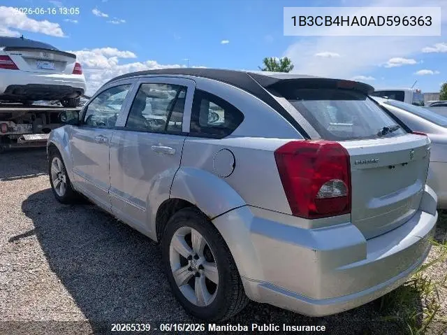 2010 Dodge Caliber Sxt VIN: 1B3CB4HA0AD596363 Lot: 20265339