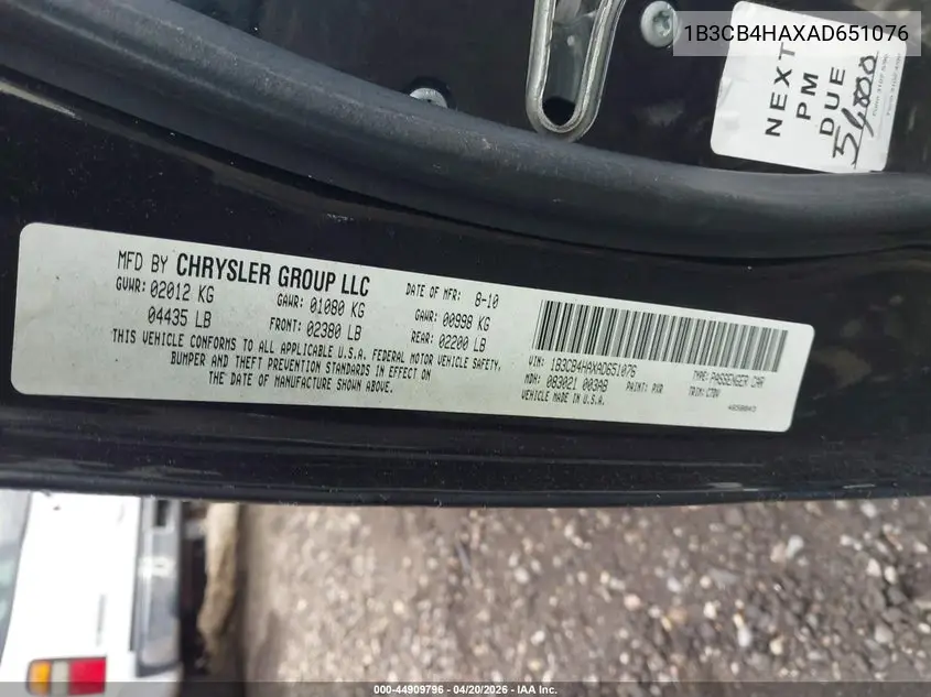 2010 Dodge Caliber Sxt VIN: 1B3CB4HAXAD651076 Lot: 44909796