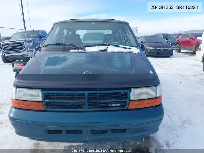1995 Dodge Caravan VIN: 2B4GH2531SR116321 Lot: 12561174