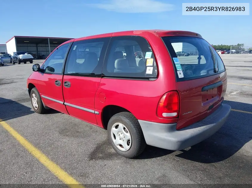 2000 Dodge Caravan VIN: 2B4GP25R3YR826983 Lot: 45659084