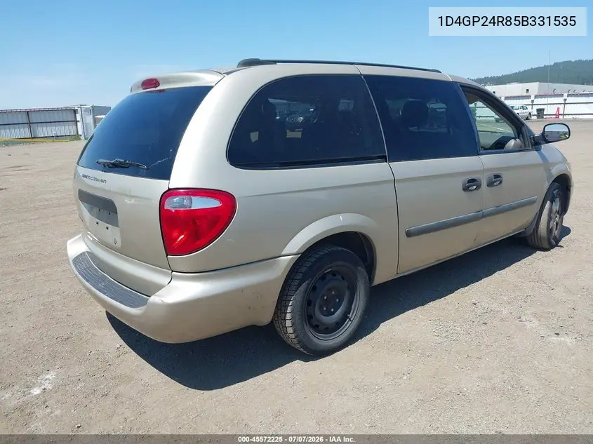 2005 Dodge Caravan Se VIN: 1D4GP24R85B331535 Lot: 45572225