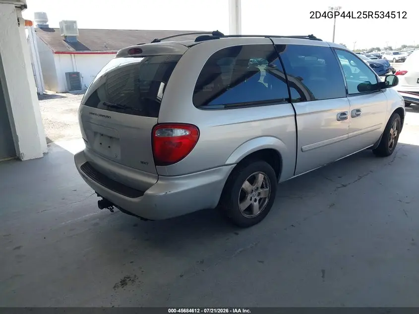 2005 Dodge Caravan Sxt VIN: 2D4GP44L25R534512 Lot: 45684612