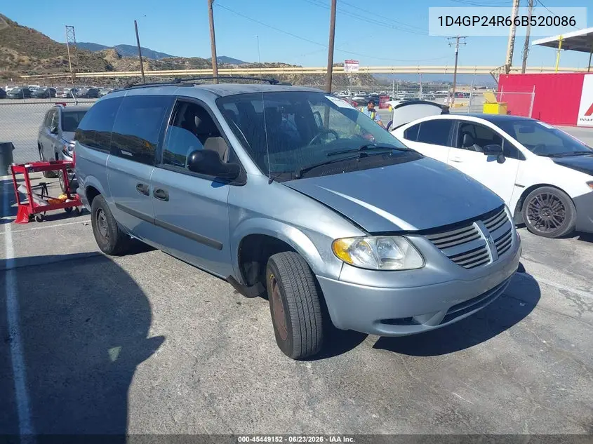 2006 Dodge Grand Caravan Se VIN: 1D4GP24R66B520086 Lot: 45449152