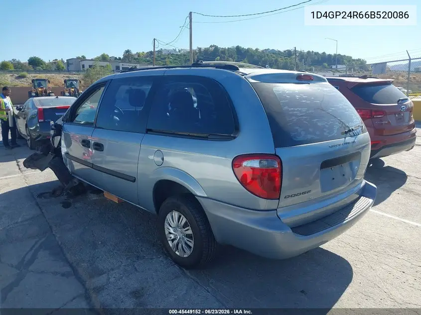2006 Dodge Grand Caravan Se VIN: 1D4GP24R66B520086 Lot: 45449152