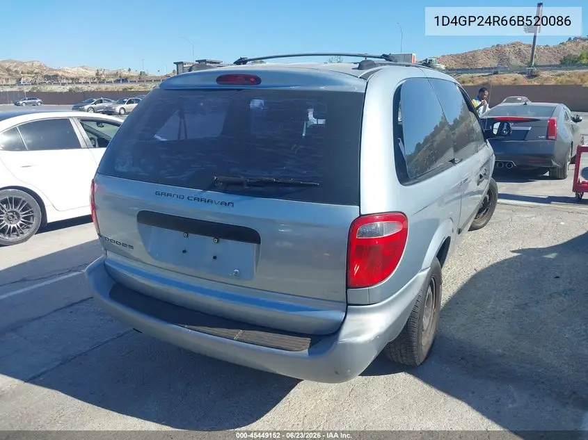 2006 Dodge Grand Caravan Se VIN: 1D4GP24R66B520086 Lot: 45449152
