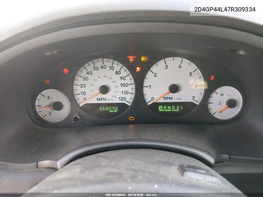 2007 Dodge Grand Caravan Sxt VIN: 2D4GP44L47R309334 Lot: 45389043