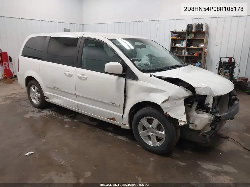 2008 Dodge Grand Caravan Sxt VIN: 2D8HN54P08R105178 Lot: 45477374