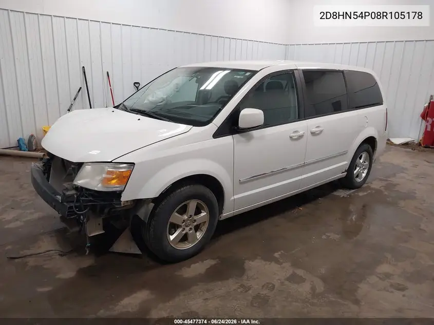 2008 Dodge Grand Caravan Sxt VIN: 2D8HN54P08R105178 Lot: 45477374