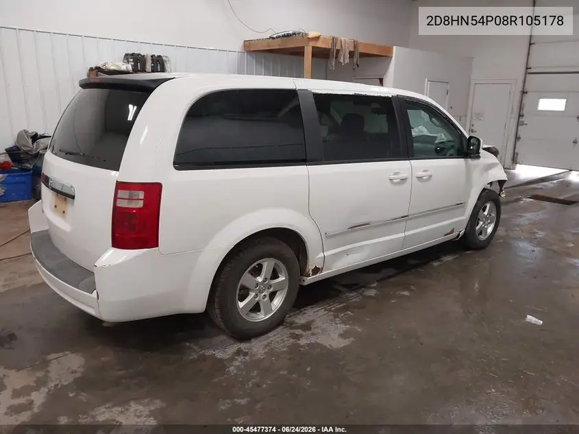 2008 Dodge Grand Caravan Sxt VIN: 2D8HN54P08R105178 Lot: 45477374