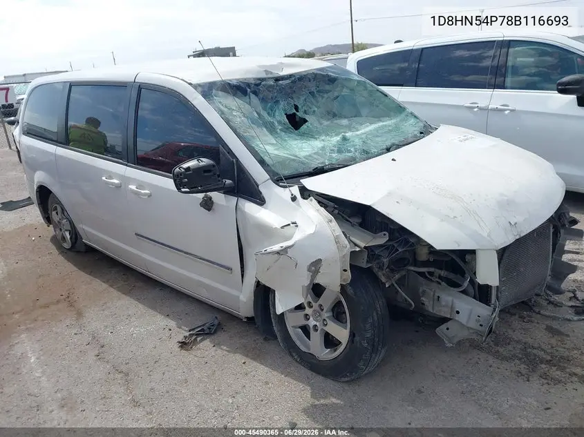 2008 Dodge Grand Caravan Sxt VIN: 1D8HN54P78B116693 Lot: 45490365