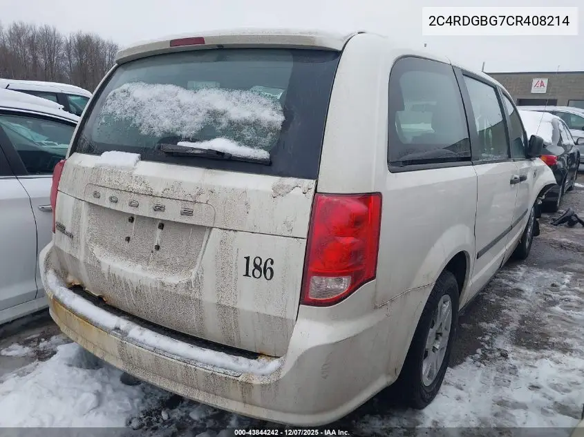 2C4RDGBG7CR408214 2012 Dodge Grand Caravan Se/Avp