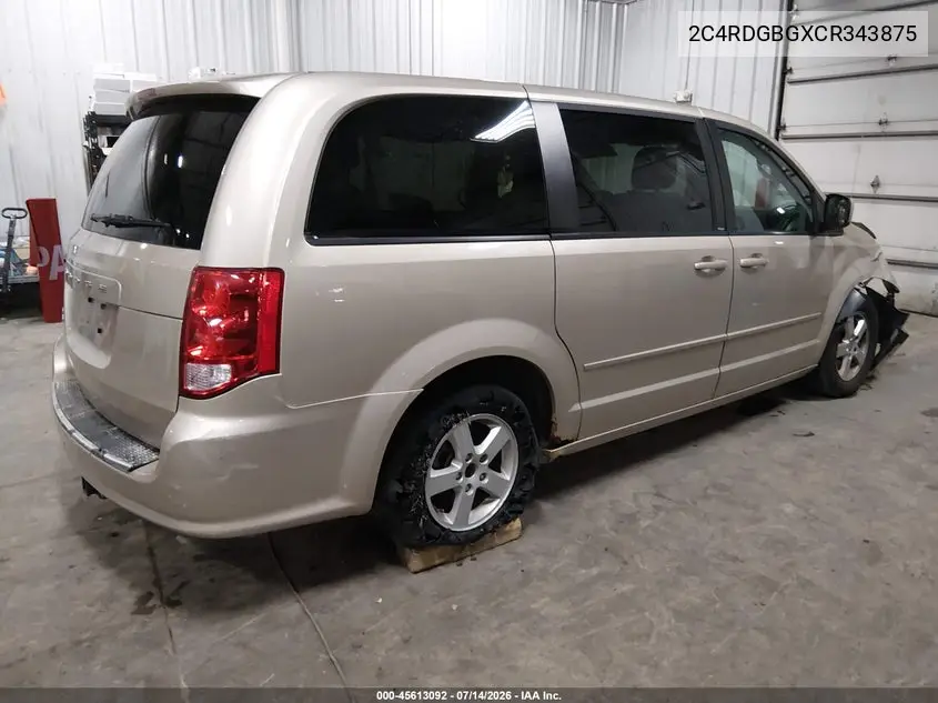 2012 Dodge Grand Caravan Se/Avp VIN: 2C4RDGBGXCR343875 Lot: 45613092